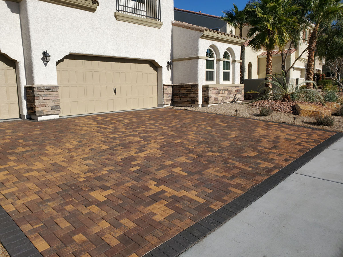 Paver driveway after restoration